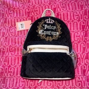 New Light Pink Beige Juicy Couture Mini Backpack Purse Bag Velvet Royal Moment
